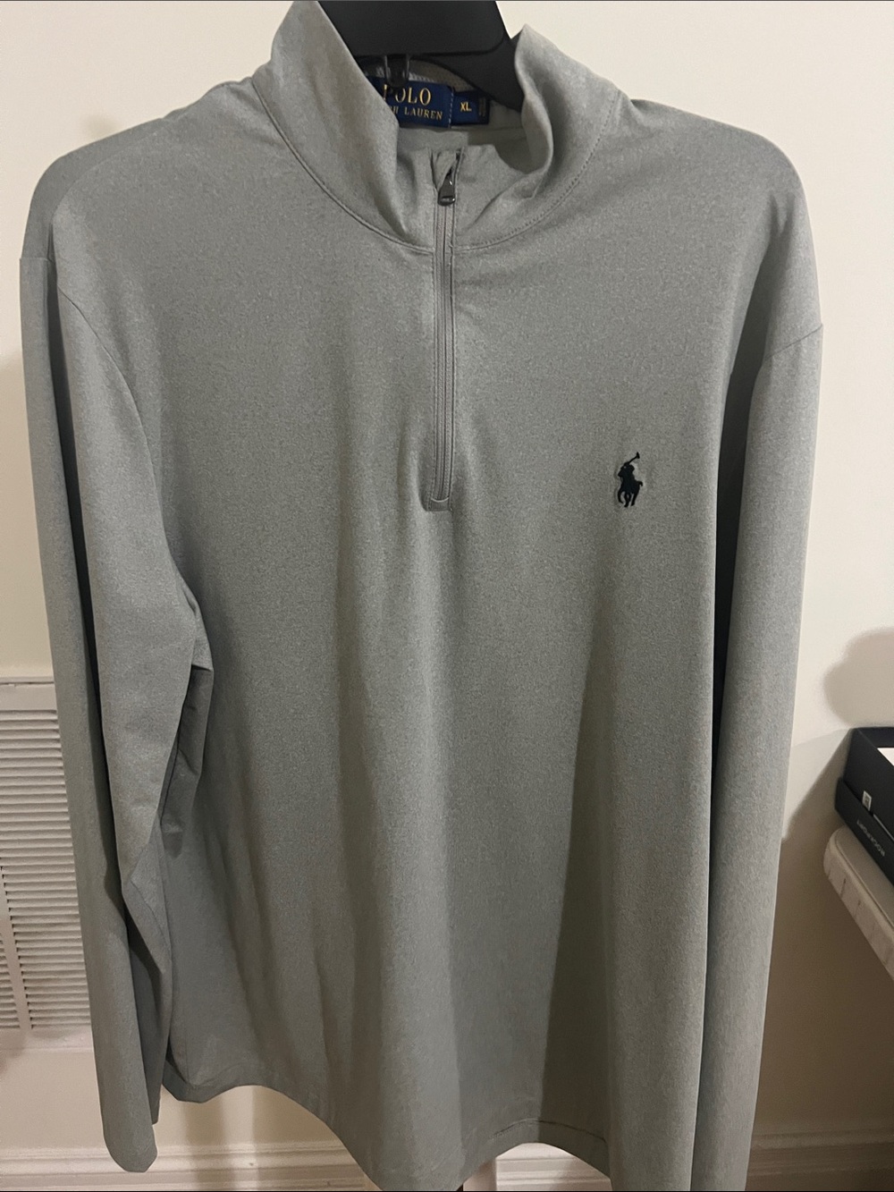 Polo by Ralph Lauren Light Gray Long-Sleeve Stretch Jersey Quarter Zip  NWOT